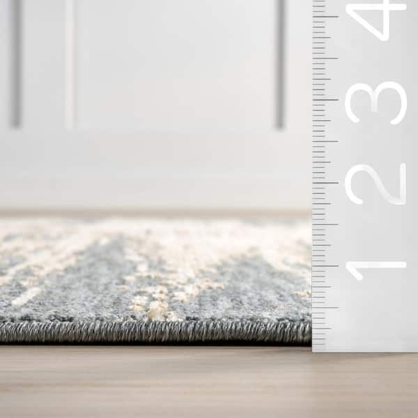 Fiadh Abstract Fringe Blue 8 ft. x 10 ft. Indoor/Outdoor Patio Rug