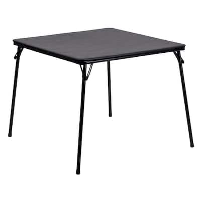 33.5 in. Black Plastic Table top Material Folding Card Tables