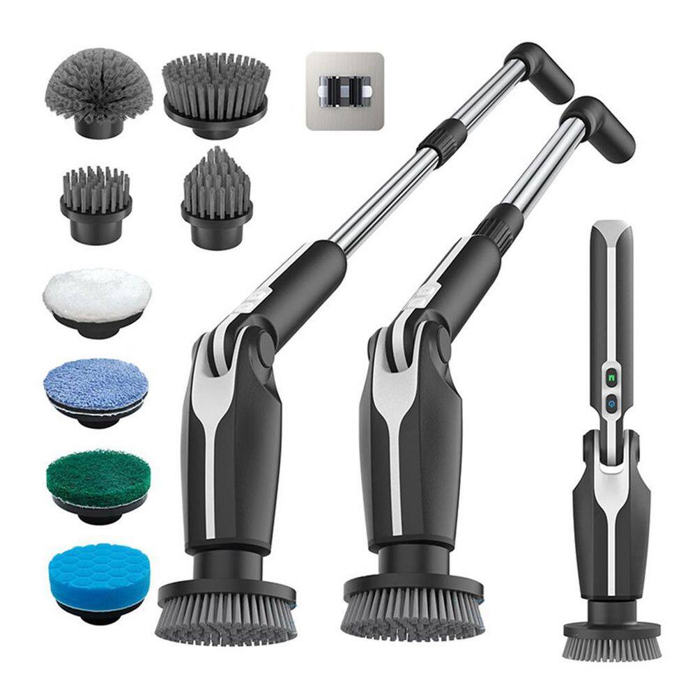 Cordless Spin Scrubber with 8 Brush Heads, 4 Angles, USB-C Charge, 350/450RPM, Remote, for Bathroom Tub Floor, Black price history on PriceWatchPro