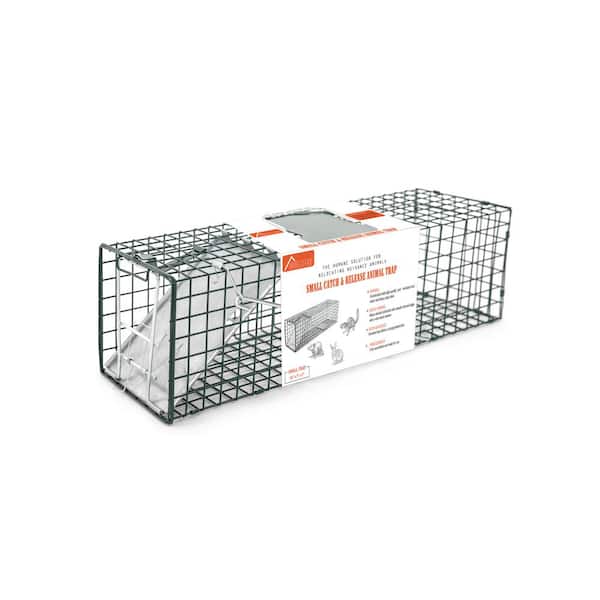 Homestead Small 1-Door Professional Humane Steel Live Animal Cage Trap for Squirrels, Rabbits, Chipmunks, Skunks, Rats and Weasels