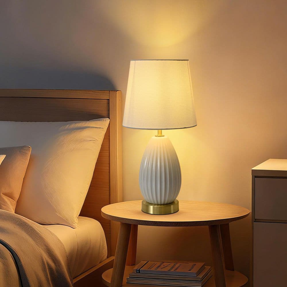 25.5 in. Modern Green Ceramic Table Lamp for Living Room and Bedroom with Natural Linen Shade price history on PriceWatchPro