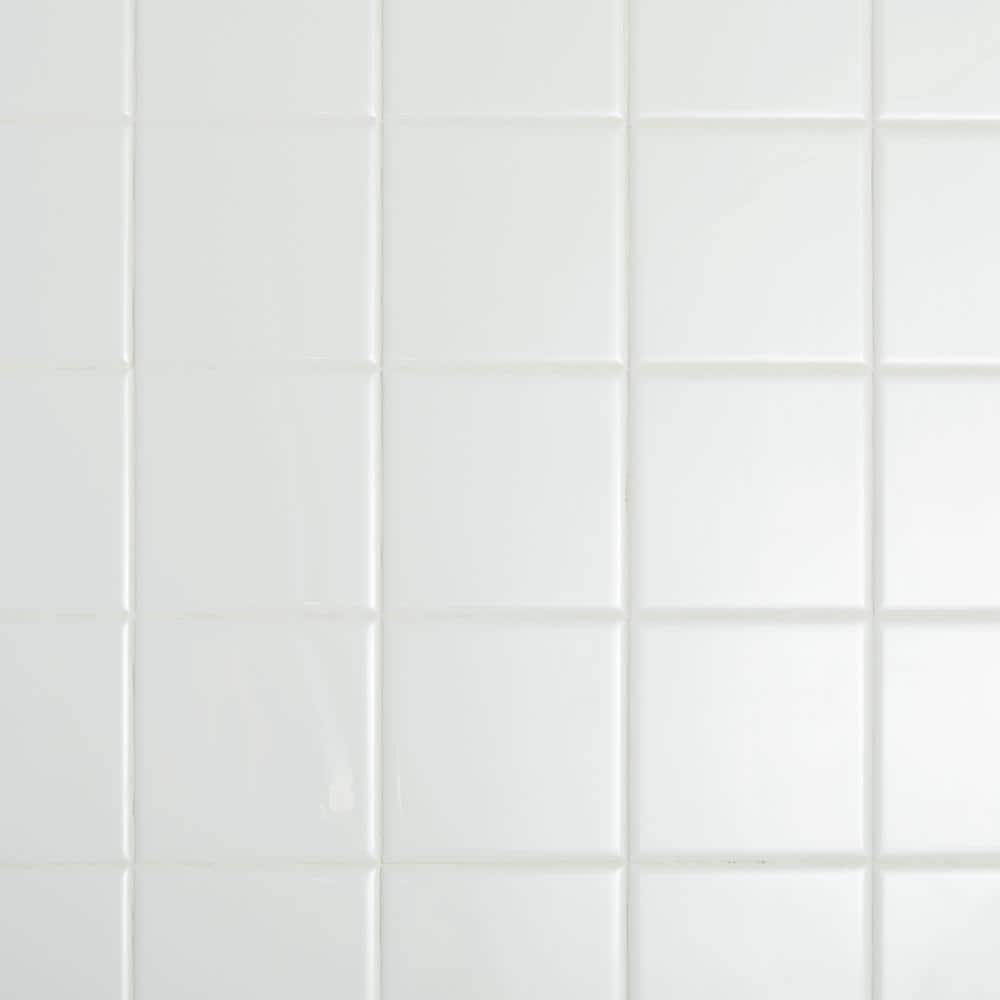 Daltile Semi Gloss 4-14 in. x 4-14 in. White Ceramic Bullnose Wall Tile