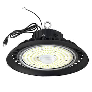 10 in. 300-Watt Equivalent Integrated LED Dimmable Black High Bay Light 5000K Bright