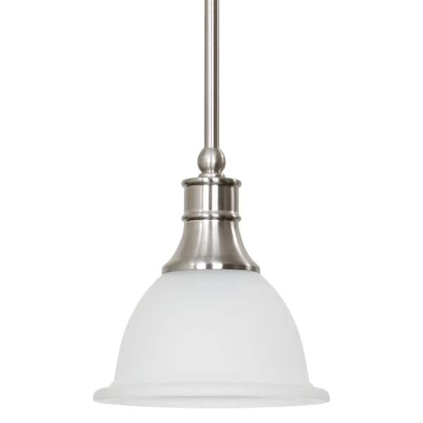 Kira Home Ellie 60-Watt 1-Light Brushed Nickel Modern Pendant Light with Frosted Shade, No Bulb Included