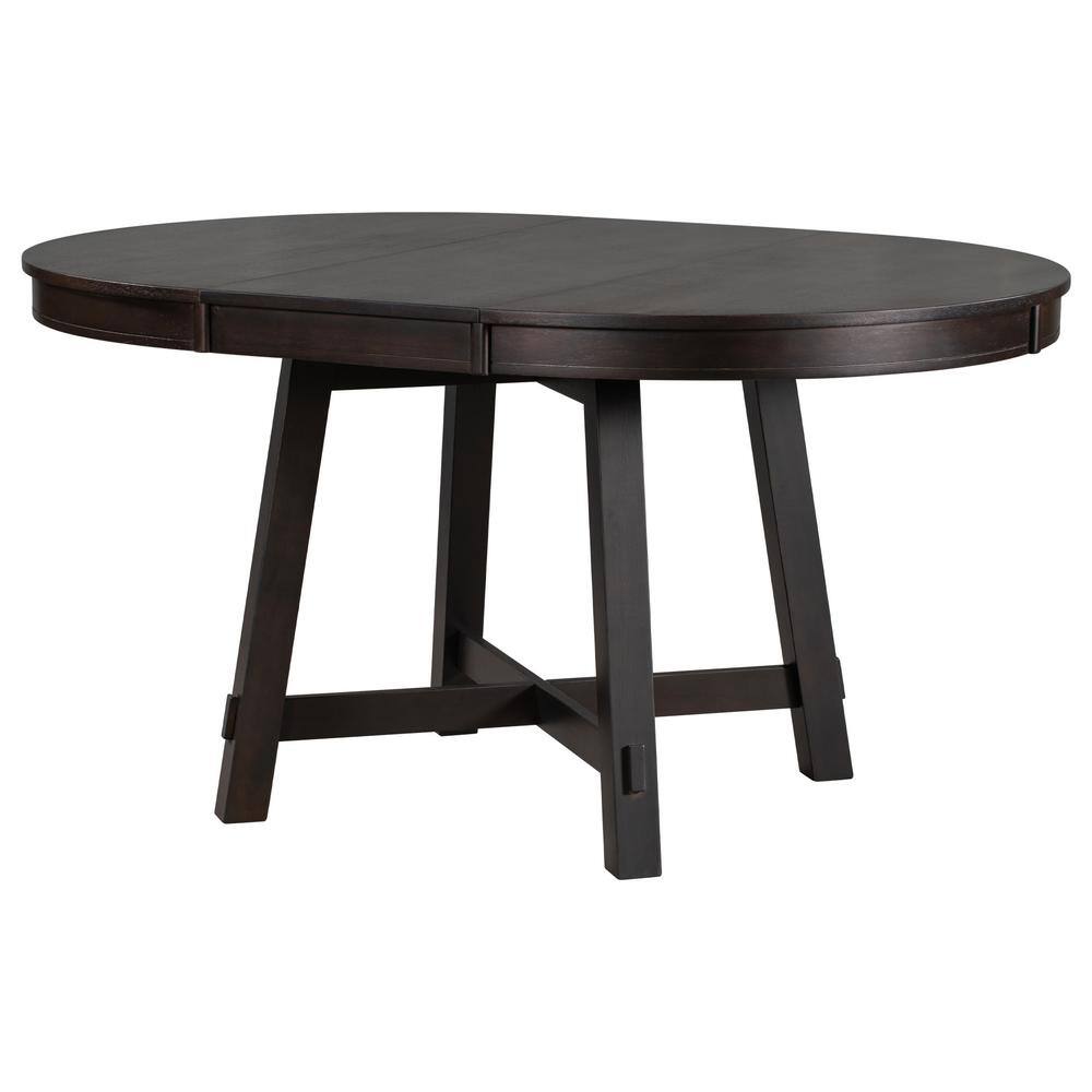 Espresso Wood Round Extendable Farmhouse Dining Table