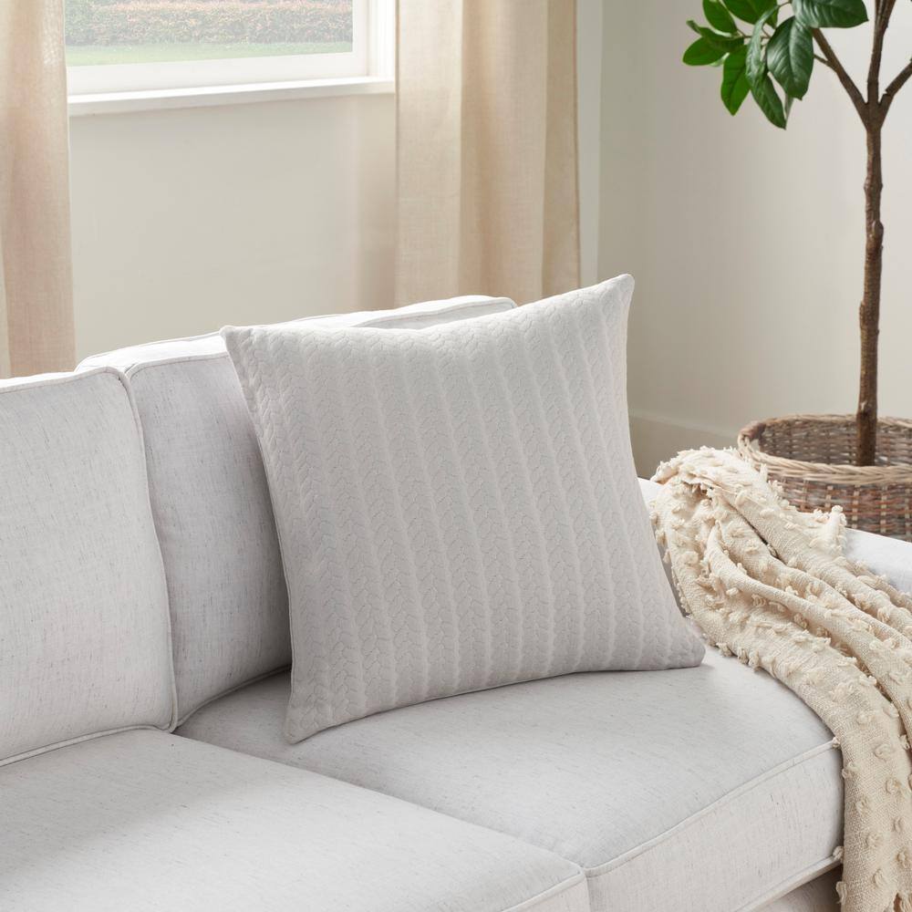 Light Grey Cotton Euro Throw Pillow 18" x 18"