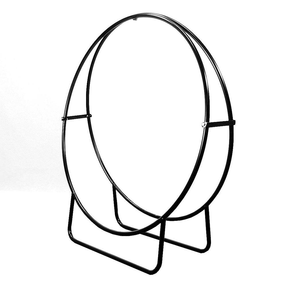 Black Tubular Steel 40-Inch Round Firewood Log Rack