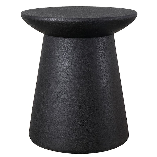 Hollie 18 in. Modern Drum Indoor/Outdoor Accent Table Pedestal, Black Frosted