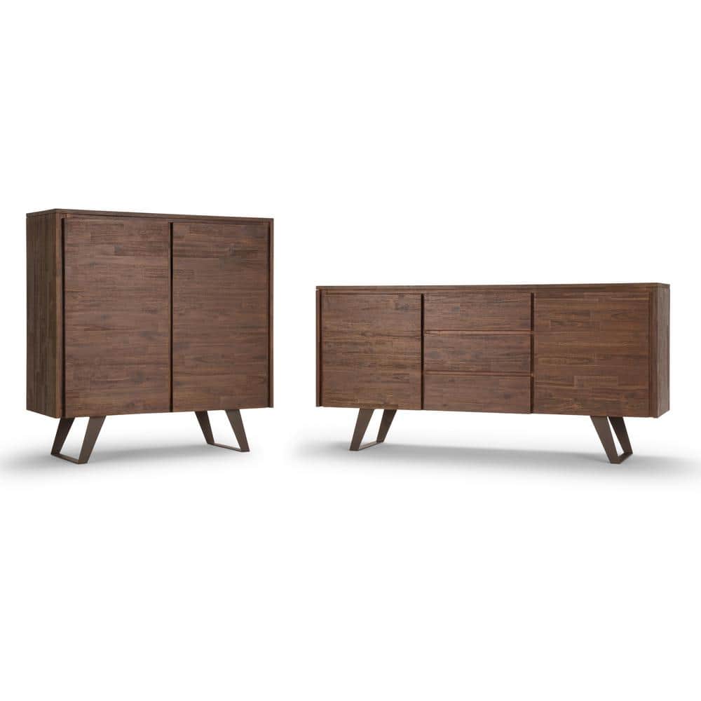 Lowry Distressed Charcoal Brown Solid Acacia & Metal Sideboard Buffet