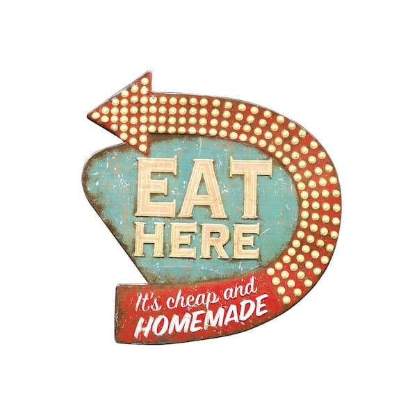 Storied Home Eat Here Metal Retro Decorative Sign