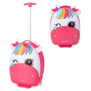 18 in. Kids Rolling Luggage Hard Shell Carry On Travel Suitcase with Flashing Wheels