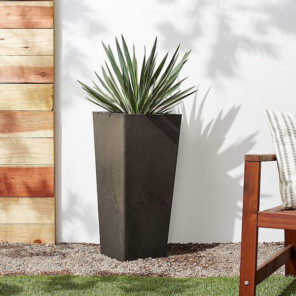 Contempo Tall Square 13 in. x 13 in. x 28 in. Dark Charcoal PSW Pot
