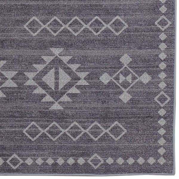 Linon Home Decor Park Iris Gray and Ivory 3 ft. x 5 ft. Traditional Woven Distressed Polyester Rectangle Indoor Accent Area Rug