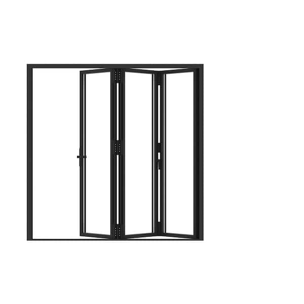 Teza B75 Series 120 in x 80 in Bifold 3 Panel Aluminum Door Right Hand Black