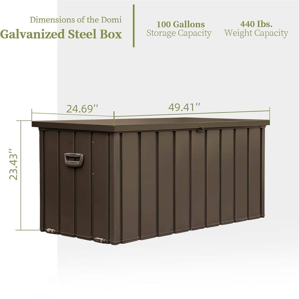 Dark Brown Steel 100 Gallon Outdoor Storage Deck Box