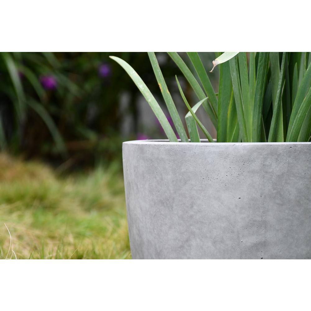 16.93" Natural Concrete Round Lightweight Outdoor Planter