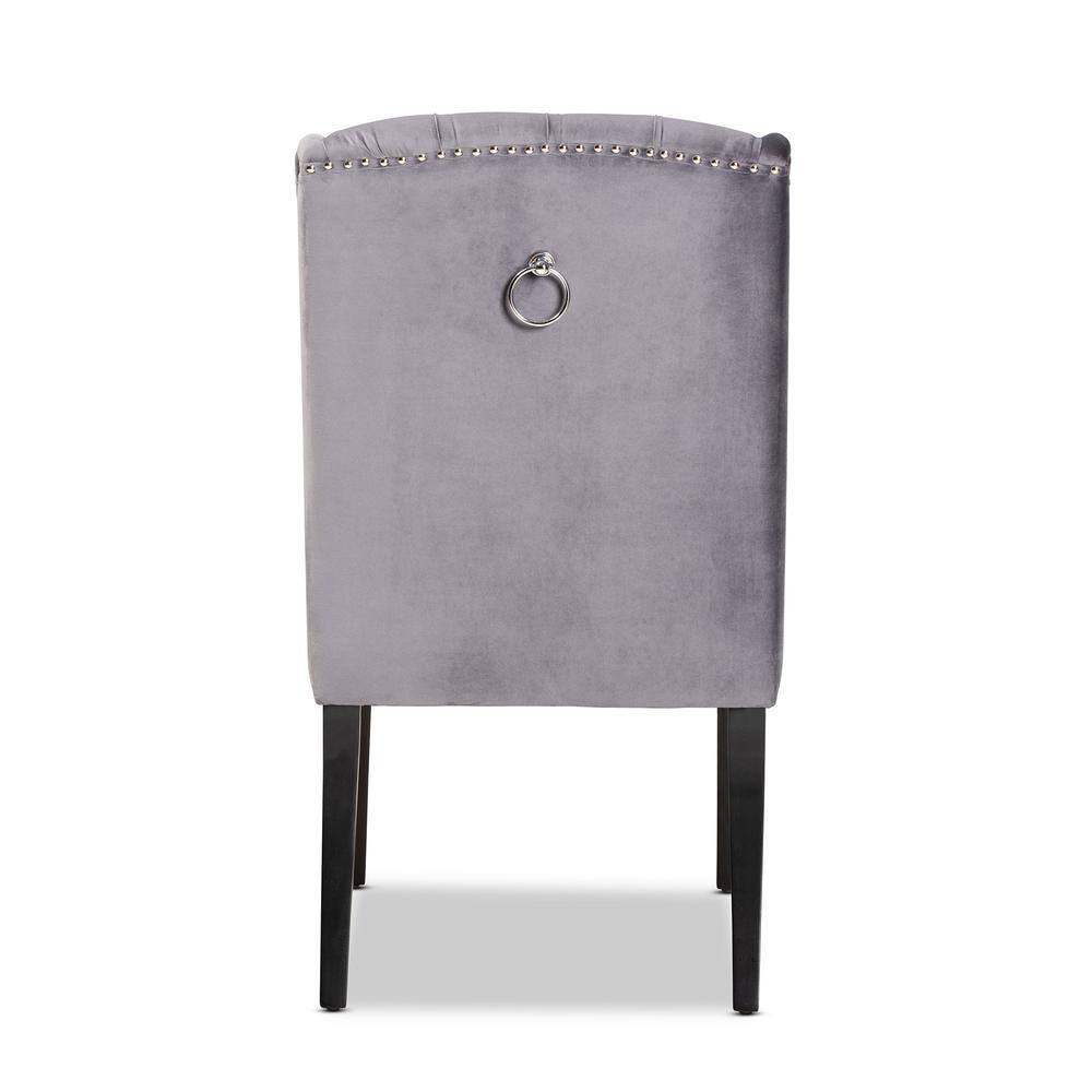Elevate 42" Grey Velvet & Wood Wingback Dining Chair with Nailhead Trim