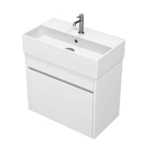 MINI 23.62 in. W x 13.39 in. D x 24.4 in. H Wall Mounted Bath Vanity in Glossy White  with Vanity Top Basin in White