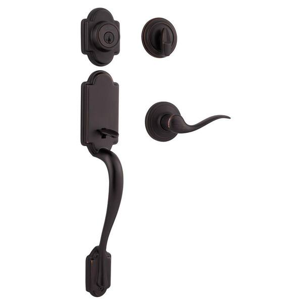 Kwikset Halifax Matte Black Door Handle With Lock – Keyed Entry, SmartKey Security, Reversible Lever, Fits Standard Doors