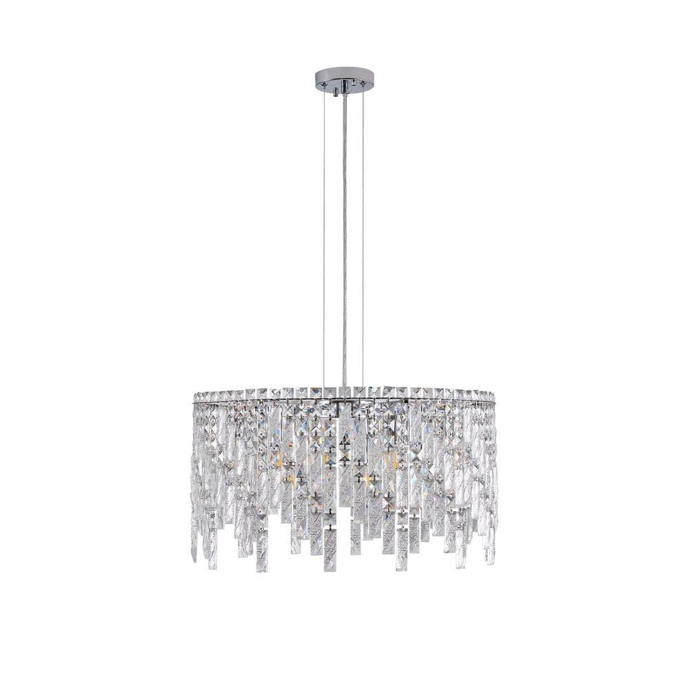 9 light Chrome Round Silver Crystal Chandelier for Kitchen Island with Adjustable Chain Suspension and no bulbs included price history on PriceWatchPro