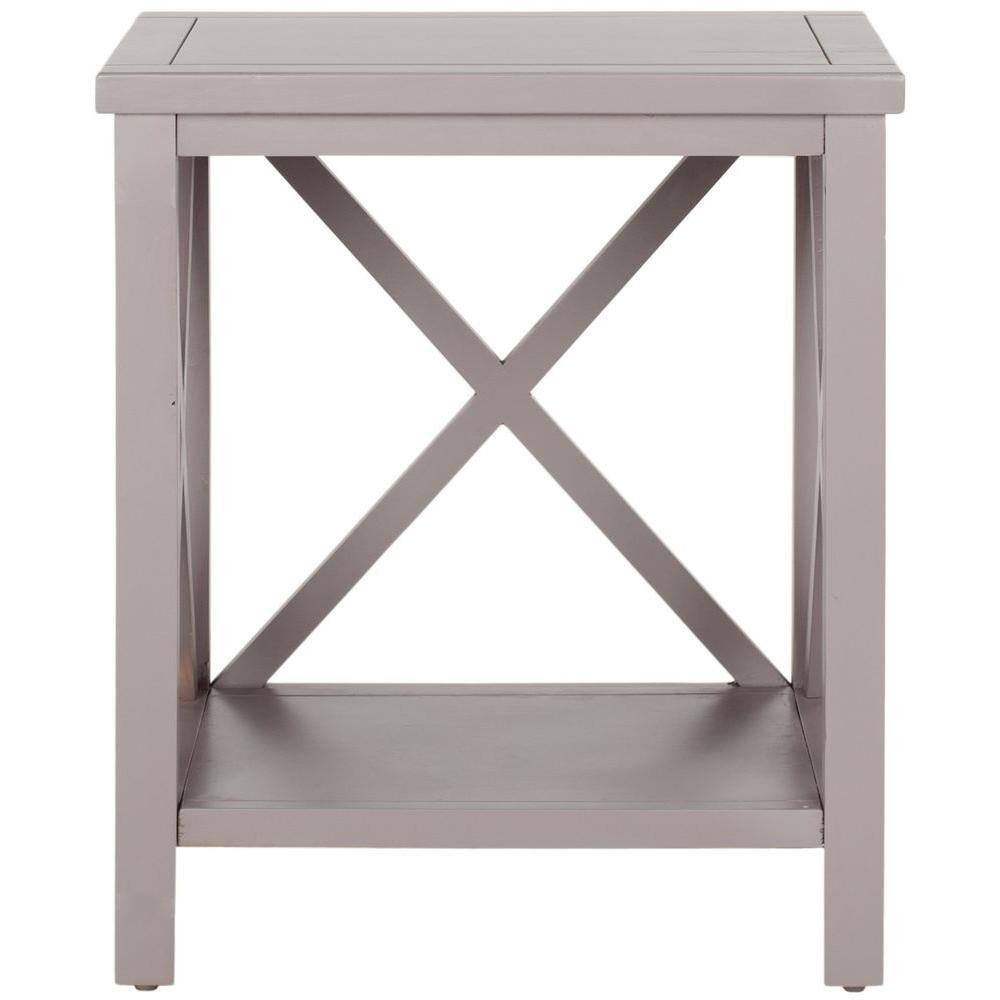 Transitional Grey Rectangular End Table with X-Back Detailing