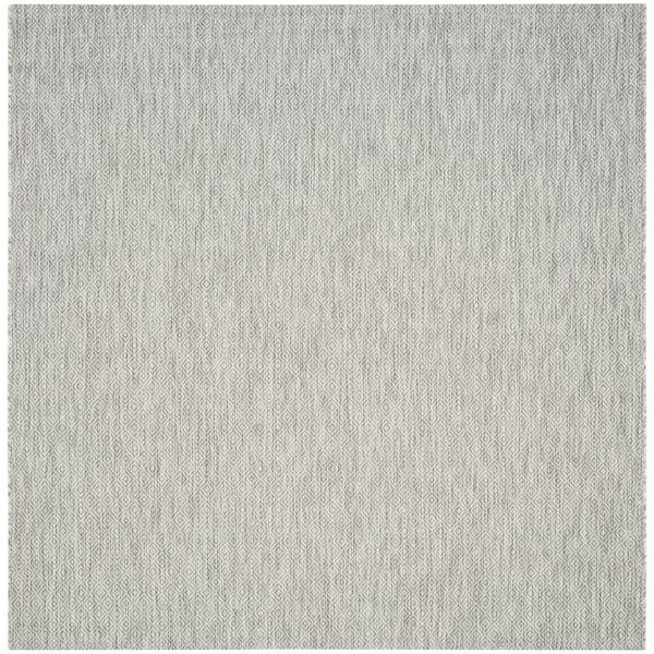 SAFAVIEH Courtyard Gray 4 ft. x 4 ft. Square Ikat Solid Color Indoor/Outdoor Area Rug
