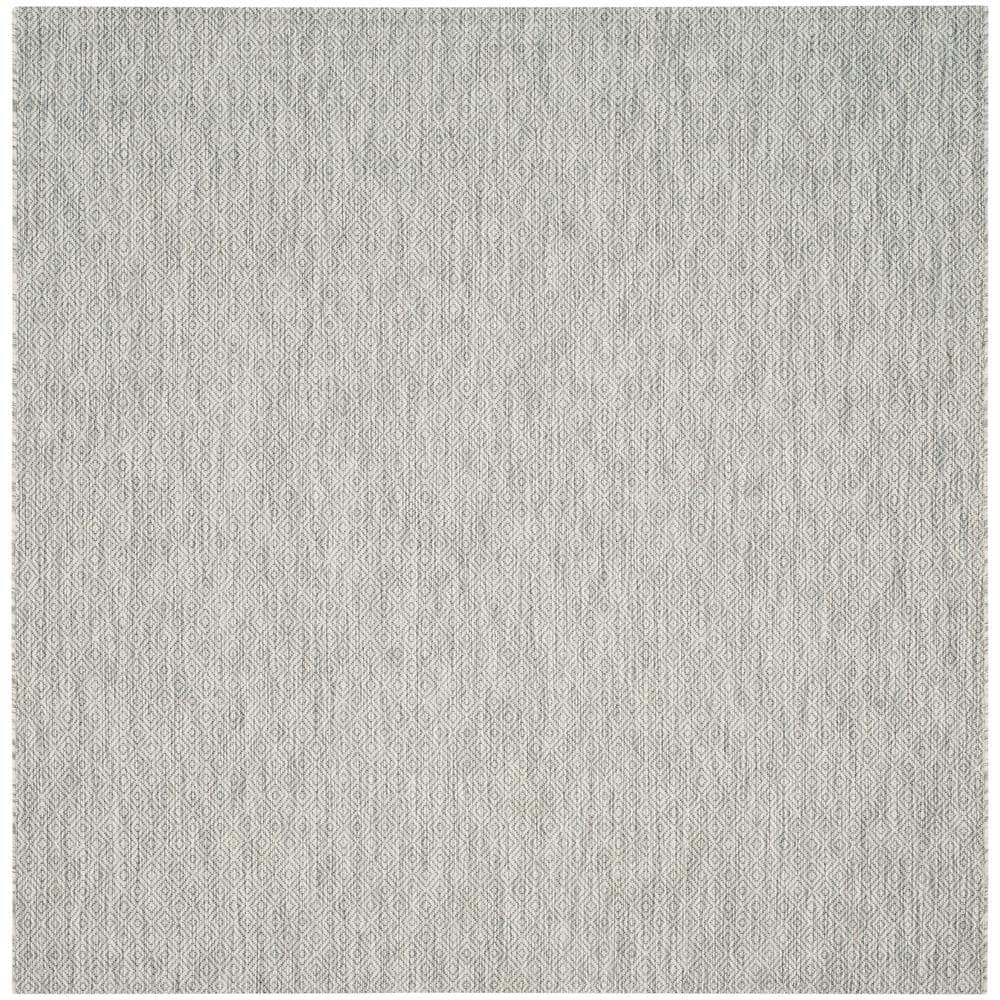 Contemporary Gray 6'7" Square Synthetic Indoor/Outdoor Rug