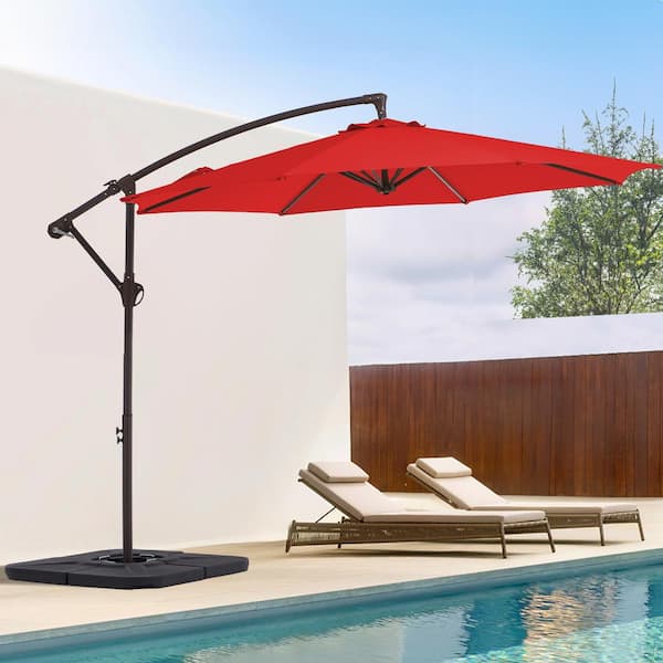 JEAREY 10 ft. Cantilever Round Offset Patio Umbrella in Pumpkin
