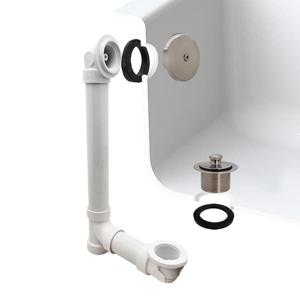 Westbrass 1-1/2 in. Pull and Drain Schedule 40 PVC Bath Waste with 1-Hole Top Elbow in Satin Nickel