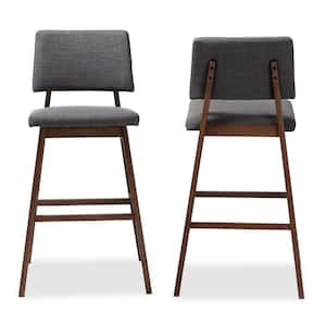 Colton 42 in. Gray and Walnut Bar Stool (Set of 2)