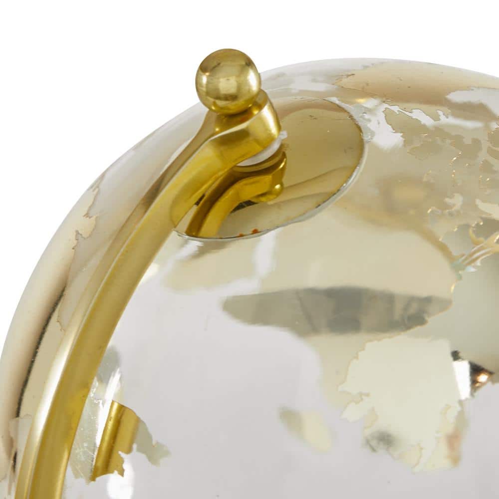 Elegant Gold Abstract Globe with Marble Stand, 8" x 13"