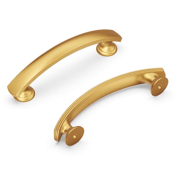 American Diner 3 in. Modern Arch Cabinet Pull Brushed Golden Brass Handle for Kitchen, Bathroom, and Furniture (10 Pack)