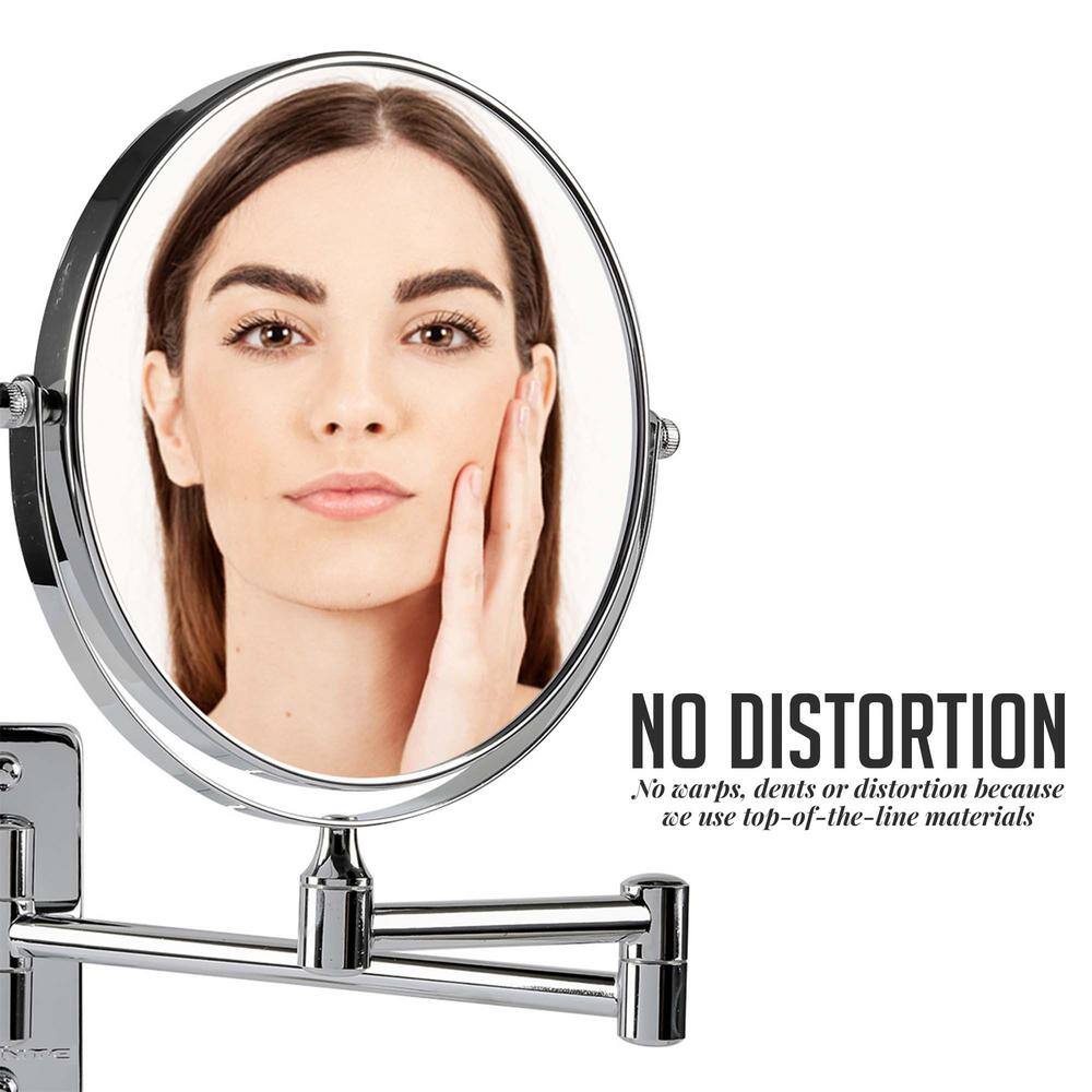 Polished Chrome Dual-Sided 7X Magnifying Wall Mirror