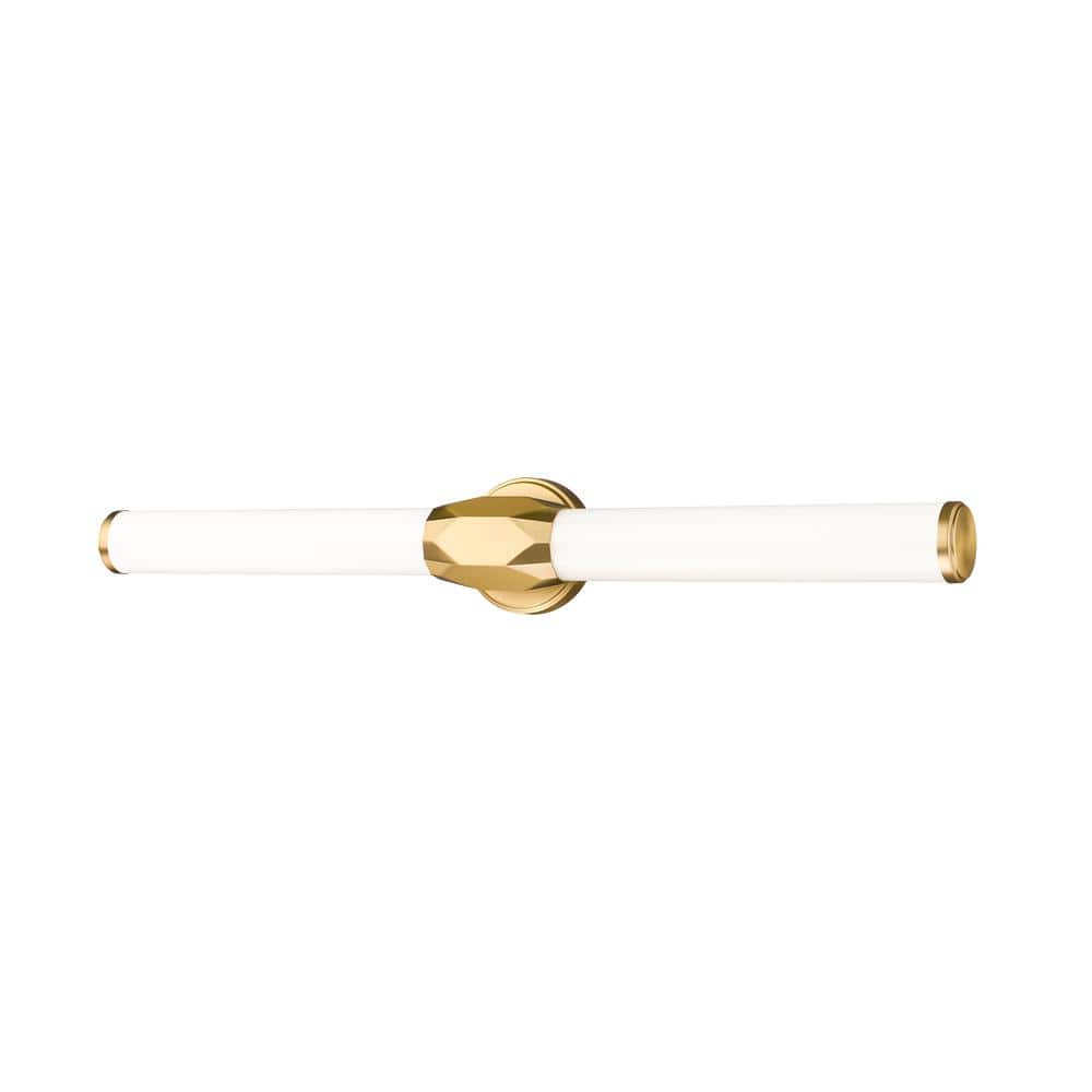 Cooper 32 in. 2-Light Modern Gold Integrated LED Vanity Light with Frosted 