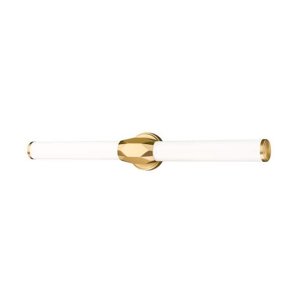 Unbranded Cooper 32 in. 2-Light Modern Gold Integrated LED Vanity Light with Frosted Plastic Shade