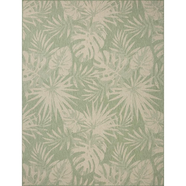 Palms Green/White 8 ft. x 10 ft. Indoor/Outdoor Area Rug