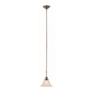 Perkins 1-Light Brushed Nickel Mini Pendant Light Fixture with Marbleized Glass Shade