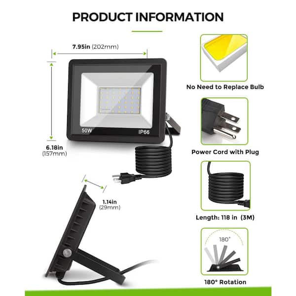 BeamBox 50-Watt Black Plug-In Integrated LED Landscape Flood Light