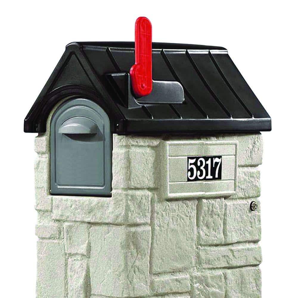 Mailbox Post Mount 53-3/8 in Removable Bottom Plate Locking Durable Plastic