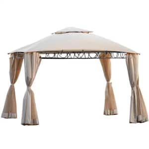 Double Tiered Grill Canopy 9.17 ft. x 11.83 ft. Beige Rectangular Pop-Up Canopy