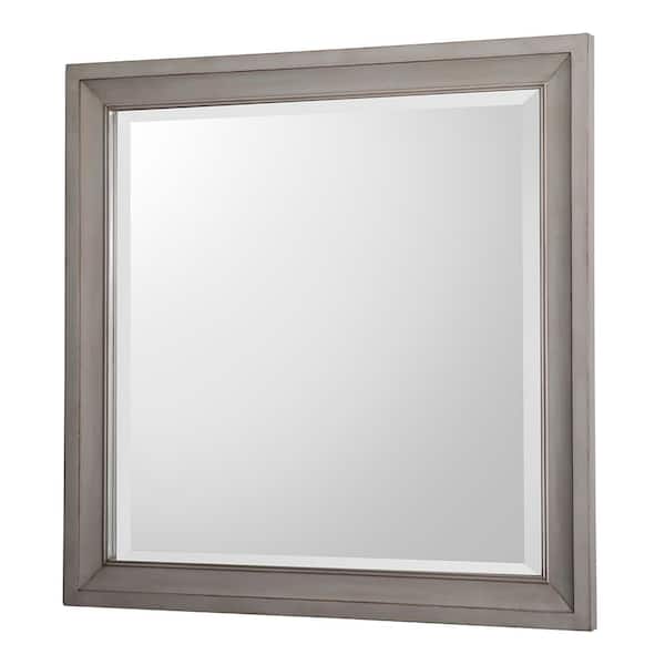 Home Decorators Collection 30 in. W x 30 in. H Framed Square Bathroom Vanity Mirror in Antique Grey