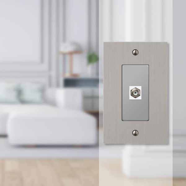 Barnard 1 Gang Coax Metal Wall Plate - Brushed Nickel