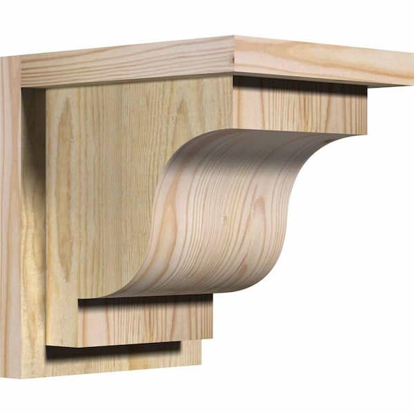 Ekena Millwork 8 in. x 10 in. x 10 in. Newport Rough Sawn Douglas Fir Corbel with Backplate