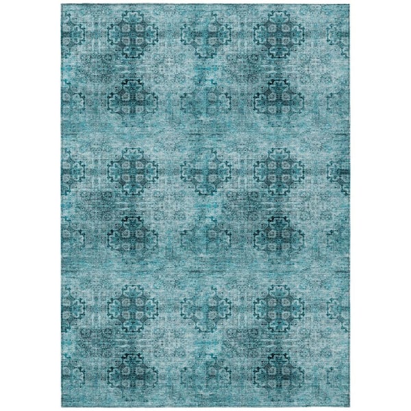 Chantille ACN557 Teal 8 ft. x 10 ft. Machine Washable Indoor/Outdoor Geometric Area Rug