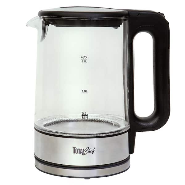 Total Chef Electric Glass Tea Kettle with LED Light, 1.8 qt./1.7L