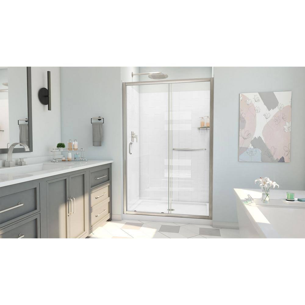 Infinity-Z Brushed Nickel and Clear Glass Sliding Shower Kit