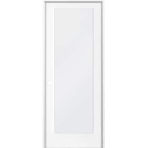 28 in. x 80 in. 1-Lite Satin Etch Solid Core MDF Primed Right-Hand Single Prehung Interior Door
