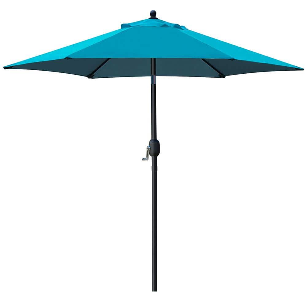 7.5 ft. Aluminum Pole Market Push Button Tilt Patio Umbrella in Teal Blue