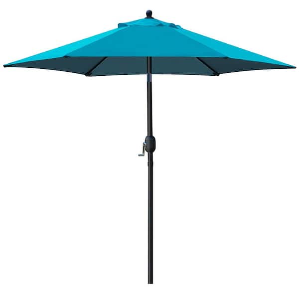 Unbranded 7.5 ft. Aluminum Pole Market Push Button Tilt Patio Umbrella in Teal Blue