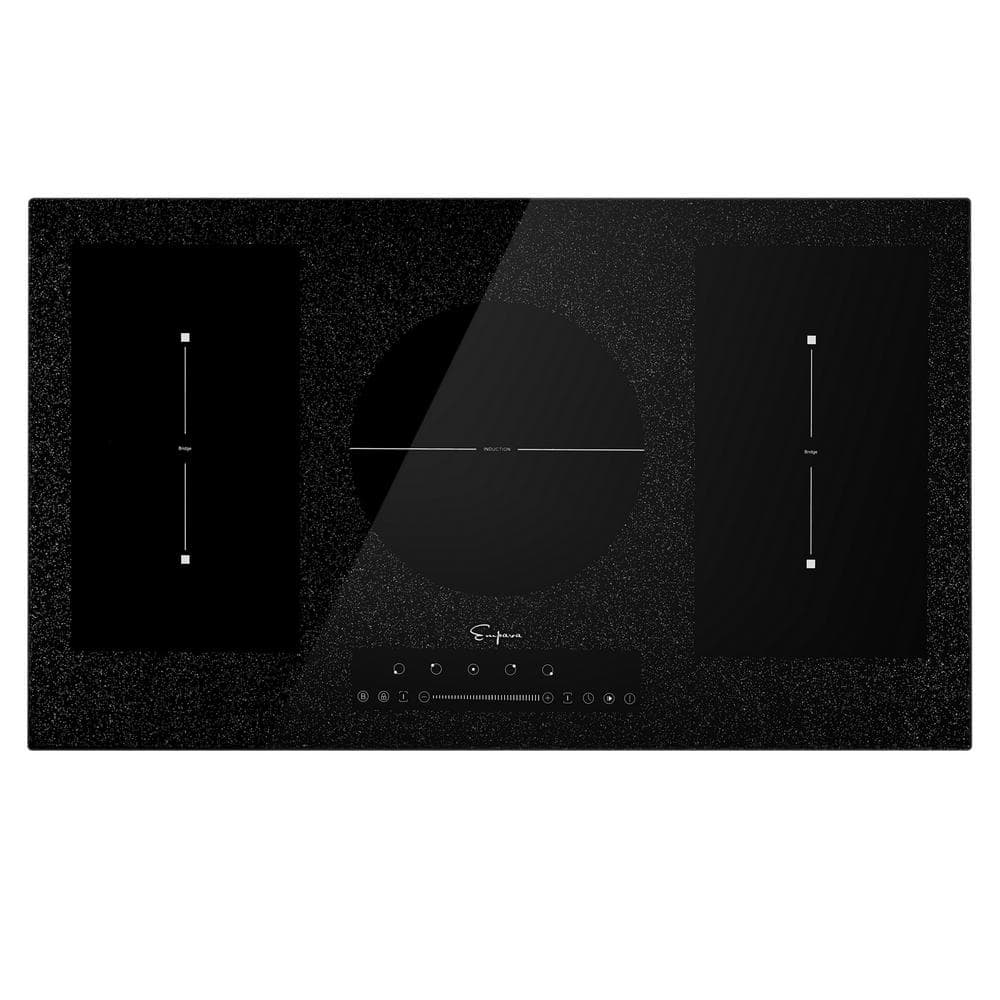 Empava 36 in. Electric Induction Built-in Modular Cooktop in Black with 5 Elements and Bridge Zone